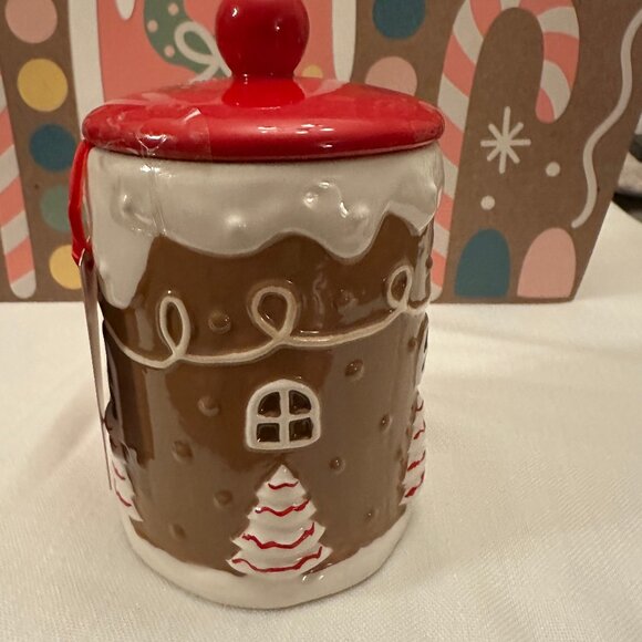 Peppermint & Pine Gingerbread Ceramic Canister House Red Door HTF matches mug - Picture 5 of 9